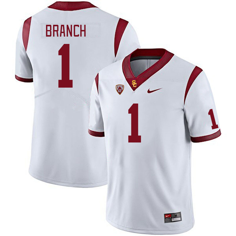 Men #1 Zachariah Branch USC Trojans College Football Jerseys Stitched Sale-White